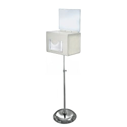 Azar Displays Plastic Suggestion Box, Adjustable Pedestal Floor Stand, With Lock, Extra-Large, 8 1/4inH x 11inW x 8 1/4inD, White