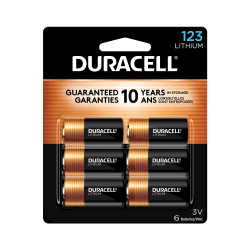 Duracell Photo 3-Volt 123 Lithium Battery, Pack Of 6