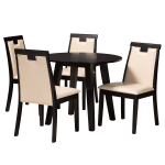 Baxton Studio Ryan Dining Set, 29-15/16inH x 35-7/16inW x 35-7/16inD, Beige/Dark Brown