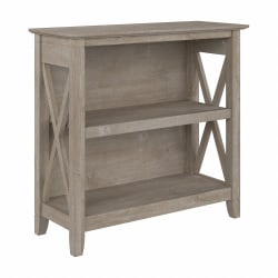 Bush Furniture Key West Small 30inH 2-Shelf Bookcase, Washed Gray, Standard Delivery