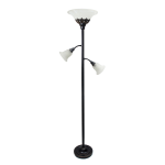 Lalia Home Torchiere Floor Lamp With 2 Reading Lights, 71inH, Matte Restoration Bronze/White