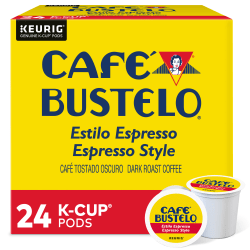 Cafe Bustelo Single-Serve Coffee K-Cup Pods, Espresso Roast, Carton Of 24