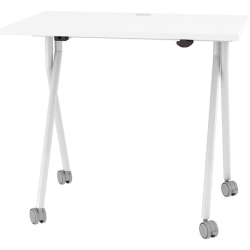 Boss Office Products 36inW Flip-Top Folding Training Table, White/Silver