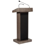 Oklahoma Sound 800X Series Orator Lectern, Wireless Handheld Mic, 46inH x 22inW x 17inD, Ribbonwood