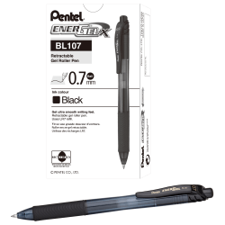 Pentel EnerGel X Retractable Liquid Gel Pens, Medium Point, 0.7 mm, 84% Recycled, Assorted Barrels, Black Ink, Box Of 12 Pens