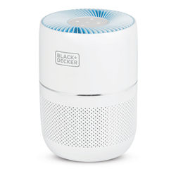 BLACK+DECKER HEPA Tabletop Air Purifier, With Light Indicator, 93 Sq Ft, 12-1/4inH x 8-15/16inW x 8-15/16inD, White