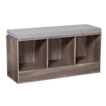 Honey Can Do Entryway Bench With Storage Shelves, 22-1/8inH x 44-1/8inW x 14-9/16inD, Farmhouse Gray