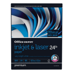 Office Depot Inkjet Or Laser Paper, White, Letter Size (8 1/2in x 11in), Ream Of 500 Sheets, 24 Lb, 98 Brightness