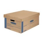 Bankers Box SmoothMove Prime Lift-Off Lid Moving Boxes, Large, 24in x 15in x 10in, Kraft/Blue, Pack Of 8