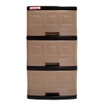 Inval 3-Drawer 13inW Freestanding Cabinet, Taupe/Espresso