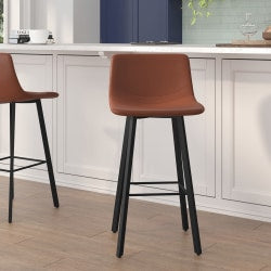 Flash Furniture Margo Commercial-Grade Mid-Back Modern Counter Stools, Black/Walnut, Set Of 2 Stools