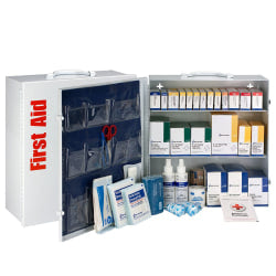 First Aid Only 3-Shelf First Aid Metal Cabinet, 16-3/16inH x 5-1/2inW x 15inD, White, Set Of 675 Pieces