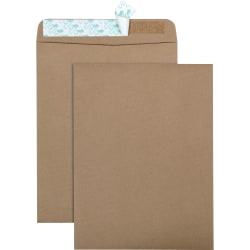 Quality Park Redi-Strip Catalog Envelopes With Peel & Seal Closure, 9in x 12in, 100% Recycled, Kraft, Box Of 100