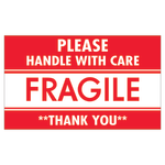 Tape Logic Preprinted Shipping Labels, SCL536, "Please Handle With Care Fragile Thank You," 3in x 5in, Red/White, Pack Of 500