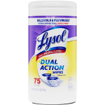 Lysol Dual-Action Disinfecting Wipes, Citrus Scent, 7in x 8in, Container Of 75