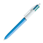 BIC 4-Color Retractable Ballpoint Pen, Medium Point, 1.0 mm, Blue Barrel, Assorted Ink Colors