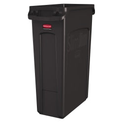 Rubbermaid Slim Jim Rectangular Polyethylene Vented Waste Receptacle, 23 Gallons, Brown