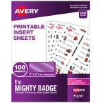 Avery The Mighty Badge Inserts For Laser Printers, 1in x 3in, Clear, Pack Of 100 Inserts