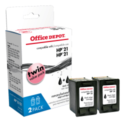 Office Depot Brand Remanufactured Black Ink Cartridge Replacement For HP 21, Pack Of 2, OD221-2