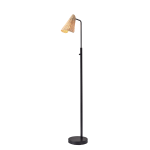 Adesso Cove Floor Lamp, 58inH, Natural Rattan/Black