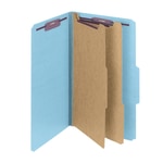 Smead Classification Folders, Top-Tab With SafeSHIELD Coated Fasteners, 2in Expansion, Legal Size, 50% Recycled, Blue, Box Of 10