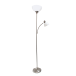 Creekwood Home Essentix 2-Light Mother Daughter Metal Floor Lamp, 71-1/2inH, Brushed Nickel Shades/Brushed Nickel Base