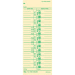 TOPS Numbered Days Time Cards - 3 1/2in x 9in Sheet Size - Yellow - Manila Sheet(s) - Green Print Color - 100 / Pack