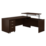 Bush Business Furniture Components 72inW 3 Position Sit to Stand L Shaped Desk with Mobile File Cabinet, Mocha Cherry, Standard Delivery