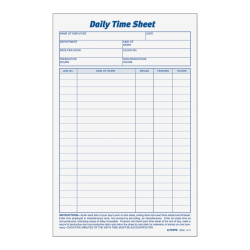 TOPS Daily Time Sheet Forms, 9.5in x 6in, Black/White, 100 Sheets Per Pad, 2 Pads Per Pack