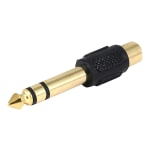 QVS RCA Female to 1/4 Male Audio Stereo Adaptor - 1 Pack - 1 x RCA Stereo Audio Female - 1 x 6.35mm Stereo Audio Male - Black