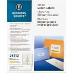 Business Source Bright White Premium-quality Address Labels - 1in Width x 4in Length - Permanent Adhesive - Rectangle - Laser, Inkjet - White - 20 / Sheet - 100 Total Sheets - 2000 / Pack - Lignin-free, Jam-free