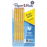 Paper Mate SharpWriter Mechanical Pencils, 0.7 mm, Yellow Barrel, Pack Of 5 Pencils