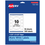 Avery Permanent Labels With Sure Feed, 94122-WMP50, Cigar, 1-1/2in x 3-1/2in, White, Pack Of 500