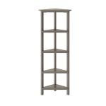 New Ridge Home Goods 60inH 5-Shelf Corner Bookcase, Washed Gray