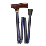 DMI Fancy Adjustable Derby-Top Folding Cane, 37in, Blue Cyclone