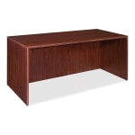 Lorell Essentials 66inW Rectangular Shell Computer Desk, Mahogany