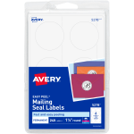 Avery Permanent Mailing Seals, 5278, Round, 1-1/2in Diameter, Pack Of 240