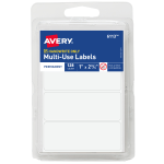 Avery Multi-Use Permanent Labels, 6113, 1in x 2-3/4in Rectangle, White, Pack Of 128 Labels