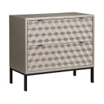 Coast to Coast Accent Chest, Tamara, 32inH x 35inW x 18inD, Champagne Gold/Black