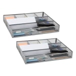 Mind Reader Drawer Organizer Utensil Organizer Desk Organizer, 2-1/4inH x 12inW x 15inL, Silver, Set of 2 Organizers