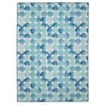 Linon Washable Outdoor Area Rug, Kossuth, 5ft x 7ft, Blue/Ivory