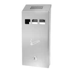 Alpine Rectangular Steel Wall-Mounted Cigarette Disposal Tower, 12-1/4inH x 5-1/2inW x 2-5/16inD, Stainless Steel