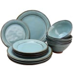 Gibson Elite Terranea 12-Piece Dinnerware Set, Teal