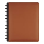 TUL Discbound Notebook With Leather Cover, Letter Size, Narrow Ruled, 60 Sheets, Brown