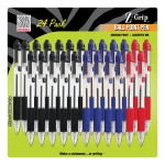 Zebra Pen Z-Grip Retractable Ballpoint Pens, Pack Of 24, Medium Point, 1.0 mm, Translucent Barrel, Assorted Ink Colors