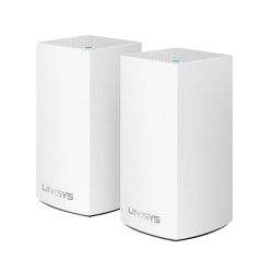 Linksys Velop Intelligent Mesh 2-Port Gigabit Ethernet Wi-Fi Systems, WHW0102, Pack Of 2 Systems