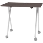 Boss Office Products 48inW Flip-Top Folding Training Table, Driftwood/Silver