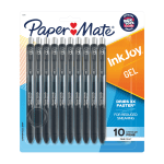 Paper Mate InkJoy Retractable Gel Pens, Fine Point, 0.5 mm, Black Barrel, Black Ink, Pack Of 10