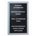 Ghent Traditional Enclosed Changeable Vinyl Letterboard, 36in x 30in, Black, Satin Aluminum Frame