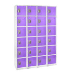 Alpine 6-Tier Steel Lockers, 72inH x 12inW x 12inD, Purple, Pack Of 4 Lockers